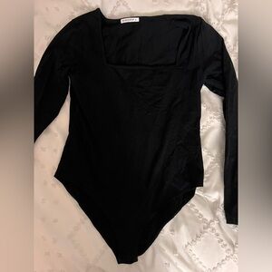 MangoPop Black Square Neck Cotton Body Suit-Size L